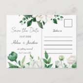 Carte Postale Faire-part Aquarelle Florale Emerald Green Boho Enregistrer l (Dos)