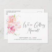 Carte Postale Faire-part Aquarelle Florale Rose Pâle Moderne (Devant / Derrière)