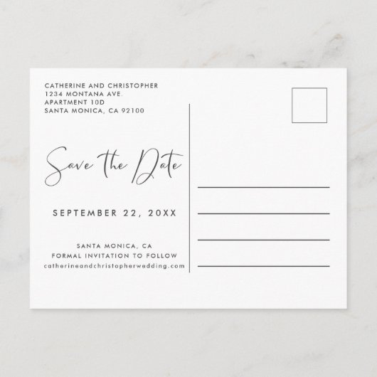 Carte Postale Faire-part Aquarelle Florale Rose Pâle Moderne (Dos)