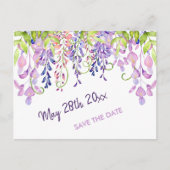 Carte Postale Faire-part Aquarelle Florale Wisteria Violet Fêter les Réserv (Devant)