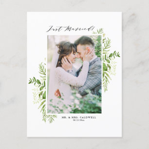 Carte Postale Faire-part Aquarelle Folid Wild Frame Photo Juste Marié