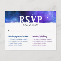 Aquarelle Galaxie Violet Bleu Bar Mitzvah RSVP