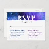 Carte Postale Faire-part Aquarelle Galaxie Violet Bleu Bar Mitzvah RSVP (Devant / Derrière)