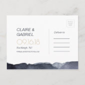 Carte Postale Faire-part Aquarelle indigo moderne simple save the date (Dos)