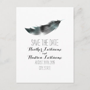Carte Postale Faire-part Aquarelle inspirée de la plume Enregistrer la date