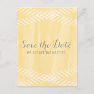 Carte Postale Faire-part Aquarelle jaune Déco Enregistrer la date