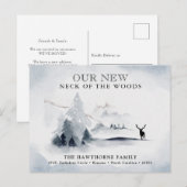 Carte Postale Faire-part Aquarelle 'Le cou des bois' Nouvelle adresse (Devant / Derrière)