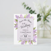 Carte Postale Faire-part Aquarelle Lilacs mariage Enregistrer la date Laven (Debout devant)