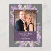 Carte Postale Faire-part Aquarelle Lilacs Mariage Enregistrer la date Photo (Devant)