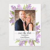 Carte Postale Faire-part Aquarelle Lilacs Mariage Enregistrer la date Photo (Devant)