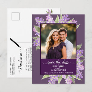 Carte Postale Faire-part Aquarelle Lilas Mariage Photo de sauvegarde de la