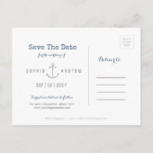 Carte Postale Faire-part Aquarelle marine rayures nautique enregistrer la d (Dos)