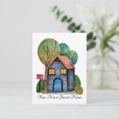 Carte Postale Faire-part Aquarelle Mignonne Maison Douce Maison Art (Debout devant)