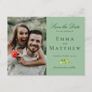 Carte Postale Faire-part Aquarelle MInimalist citron photo