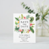 Carte Postale Faire-part Aquarelle Moderne Flore Tropicale Enregistrer La D (Debout devant)