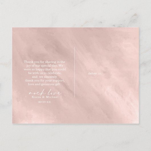 Carte Postale Faire-part Aquarelle moderne Message Photo Rose Gold ID816 (Dos)