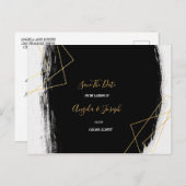 Carte Postale Faire-part Aquarelle moderne noir & or Géome Enregistrer la d (Devant / Derrière)