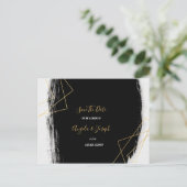 Carte Postale Faire-part Aquarelle moderne noir & or Géome Enregistrer la d (Debout devant)