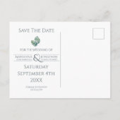 Carte Postale Faire-part Aquarelle Palmes et Mariage d'ardoise (Dos)