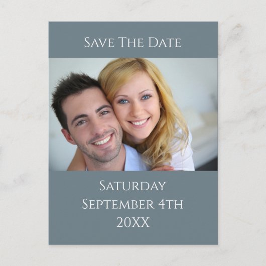 Carte Postale Faire-part Aquarelle Palmes et Mariage d'ardoise (Devant)