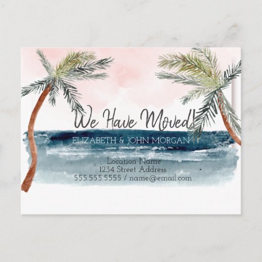 Carte Postale Faire-part Aquarelle Palmier de plage en mouvement (Devant)