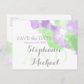 Carte Postale Faire-part Aquarelle Papillon Matcha Lilac SavetheDate (Devant / Derrière)
