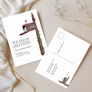 Carte Postale Faire-part Aquarelle Peint Boîte aux lettres Nouvelle maison 