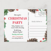 Carte Postale Faire-part Aquarelle Pinecones Sauvez La Date Fête De Noël (Dos)