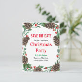 Carte Postale Faire-part Aquarelle Pinecones Sauvez La Date Fête De Noël (Debout devant)