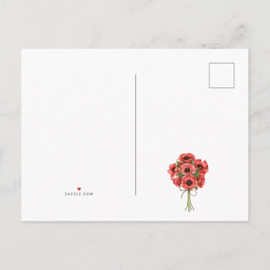 Carte Postale Faire-part Aquarelle Poppy Rustique Mason Jar Mariage (Dos)
