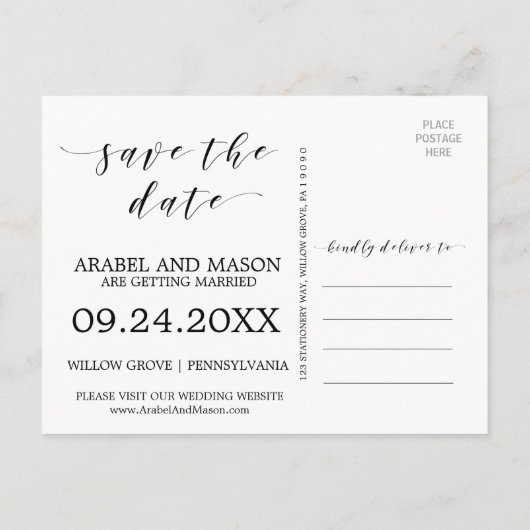 Carte Postale Faire-part Aquarelle rose Blush & Gold Wedding Enregistrer la (Dos)