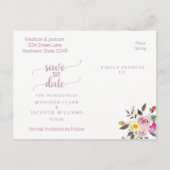Carte Postale Faire-part Aquarelle Rose douce Mariage floral Enregistrer la (Dos)