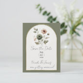 Carte Postale Faire-part Aquarelle rose et or d'olive poussiéreux (Debout devant)