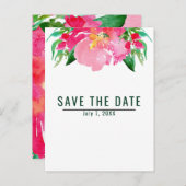 Carte Postale Faire-part Aquarelle rose Fleur Floral été Enregistrer la dat (Devant / Derrière)