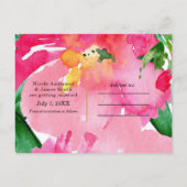 Carte Postale Faire-part Aquarelle rose Fleur Floral été Enregistrer la dat (Dos)