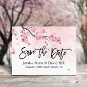 Carte Postale Faire-part Aquarelle Rose Floral Mariage Enregistrer la date