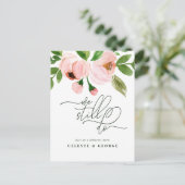 Carte Postale Faire-part Aquarelle rose floral modifier la date mariage (Debout devant)