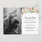 Carte Postale Faire-part Aquarelle rose moderne Beauté Fleurs et gouttes d' (Devant)