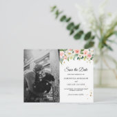 Carte Postale Faire-part Aquarelle rose moderne Beauté Fleurs et gouttes d' (Debout devant)