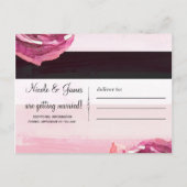 Carte Postale Faire-part Aquarelle rose Rose noir blanc Enregistrer la date (Dos)