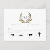 Carte Postale Faire-part Aquarelle rustique Antler & Greenery | RSVP (Devant)