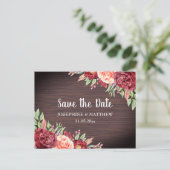 Carte Postale Faire-part Aquarelle Rustique Bourgogne Florale Enregistrer L (Debout devant)