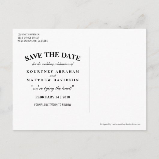 Carte Postale Faire-part Aquarelle rustique Floral Succulent Enregistrer la (Dos)