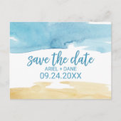 Carte Postale Faire-part Aquarelle Sable et mer Enregistrer la date (Devant)
