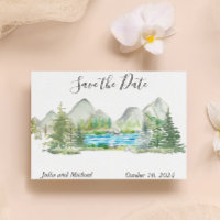 Aquarelle Sauvez la date Mountain Forest River