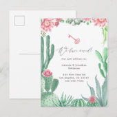 Carte Postale Faire-part Aquarelle Succulente Nouvelle adresse (Devant / Derrière)