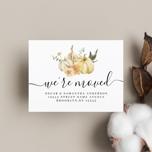 Carte Postale Faire-part Aquarelle tendance d'automne Citrouille et fleurs