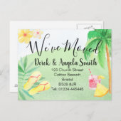 Carte Postale Faire-part Aquarelle thème plage Changement d'adresse, (Devant / Derrière)