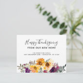 Carte Postale Faire-part Aquarelle Tournesol Thanksgiving Holiday Moving (Debout devant)