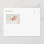 Carte Postale Faire-part Aquarelle Verdure & Fleurs blanches Motif Naissanc (Dos)